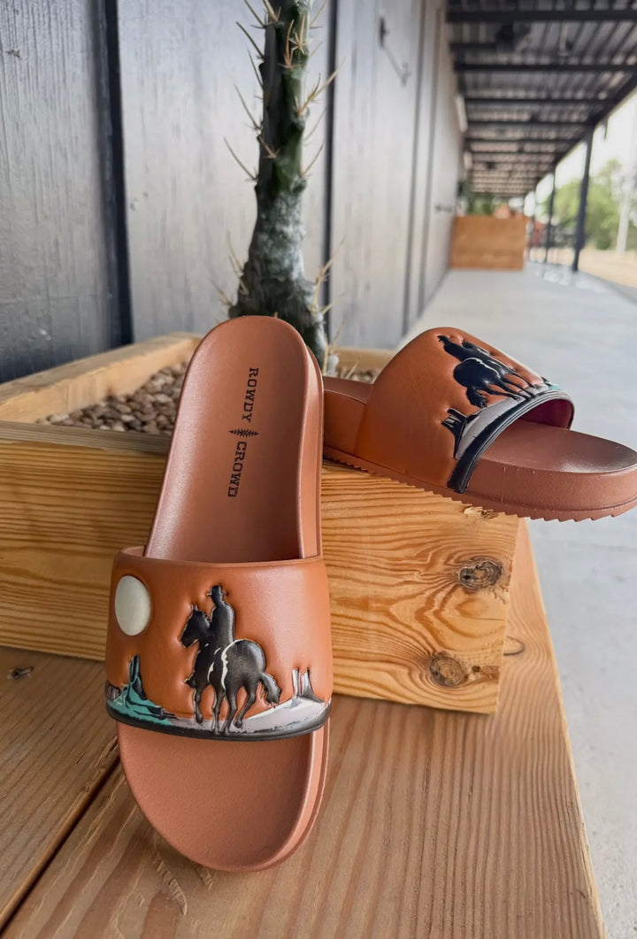 Brown Saddle Bum Slides