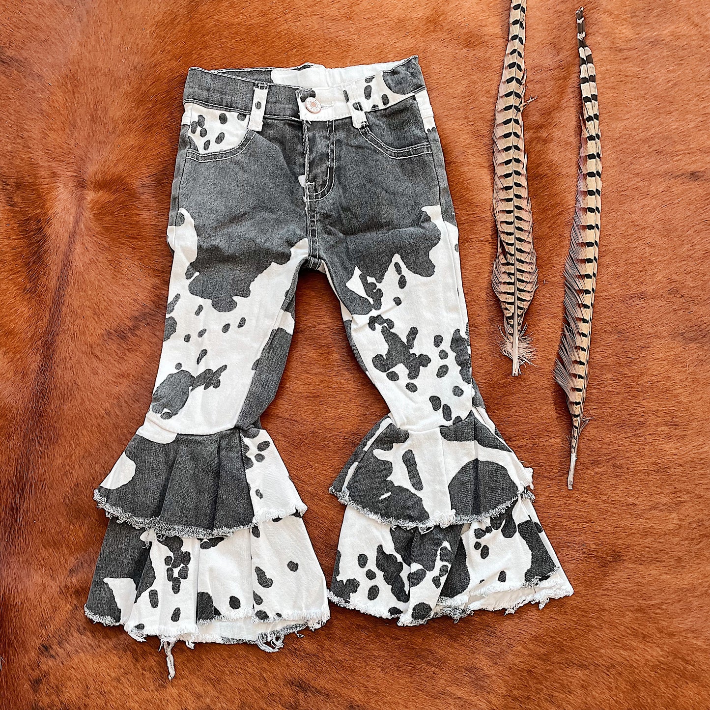 KIDS Cow Print Bell Bottoms